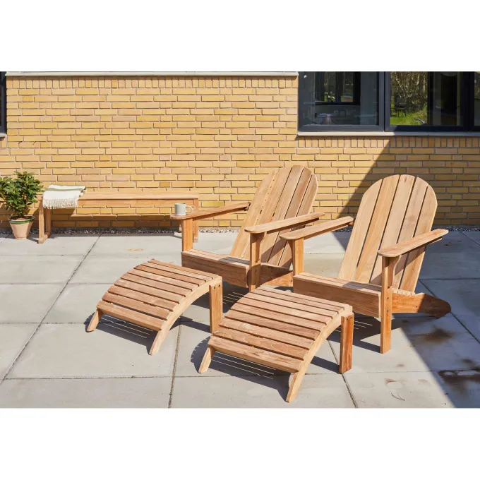 Adirondack Däckstol med Fotpall Teak