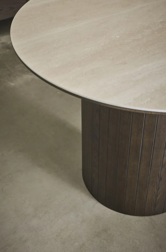 Aria Matbord 100x190-235 cm Keramisk Travertin