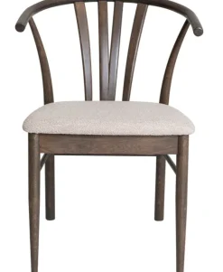 ARON Matstol i brunlackad ek, beige tyg
