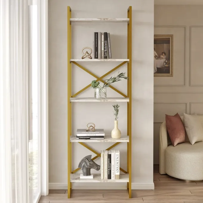 Asmara Bokhylla Marmor / Guld