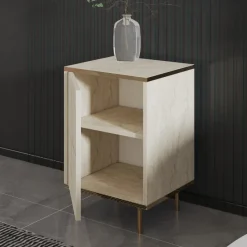 Bilbao Sängbord Travertine / Gold