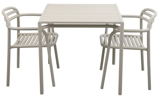 Bliss Matgrupp - Bord 80x80 cm + 2 st Karmstolar Sand