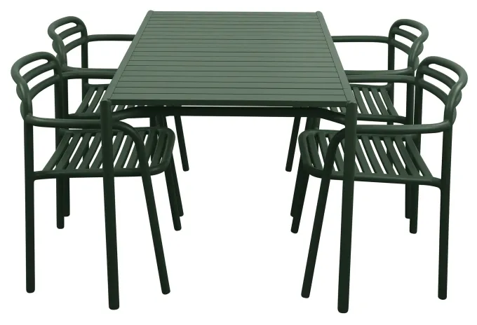 Bliss Matgrupp - Bord 130x80 cm + 4 st Karmstolar Dark Green