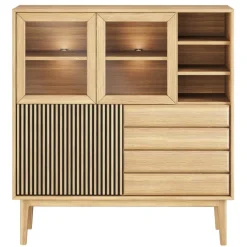 Broholm Högskåp Lameller 124x133 cm Oljad Ek