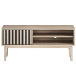 Broholm TV-bänk Lameller 124x55 cm Vitoljad Ek