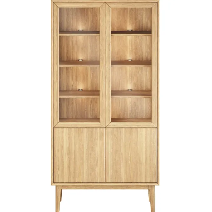 Broholm Vitrinskåp Glassidor & Trädörrar 100x197 cm Oljad Ek
