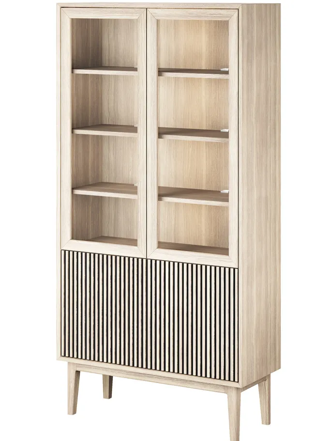 Broholm Vitrinskåp Lameller 100x197 cm Vitoljad Ek