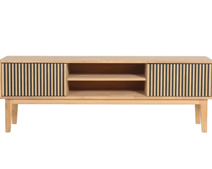 Broholm XL TV-bänk Lameller 160x55 cm Oljad Ek