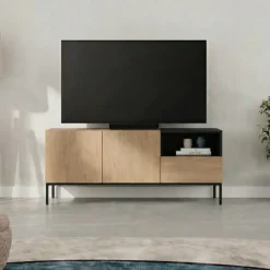 Cailin 140 TV-bänk Naturlig ek svart