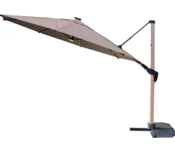 Caserta Frihängande Parasoll Beige/Wood 3x3m LED