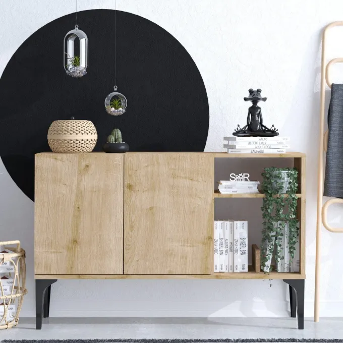Doha (120 x 80 x 40 cm) Sapphire Oak Black Konsolbord