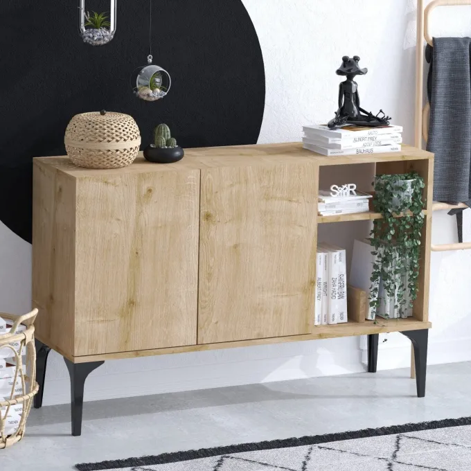 Doha (120 x 80 x 40 cm) Sapphire Oak Black Konsolbord