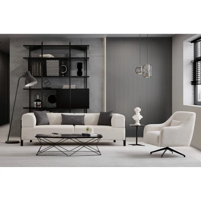 Doha 3-sits (225 x 93 x 75 cm) 3-sitssoffa Vit