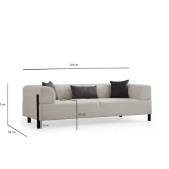Doha 3-sits (225 x 93 x 75 cm) 3-sitssoffa Vit