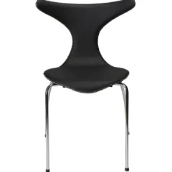 Dolphin Stol Black Leather, Chrome