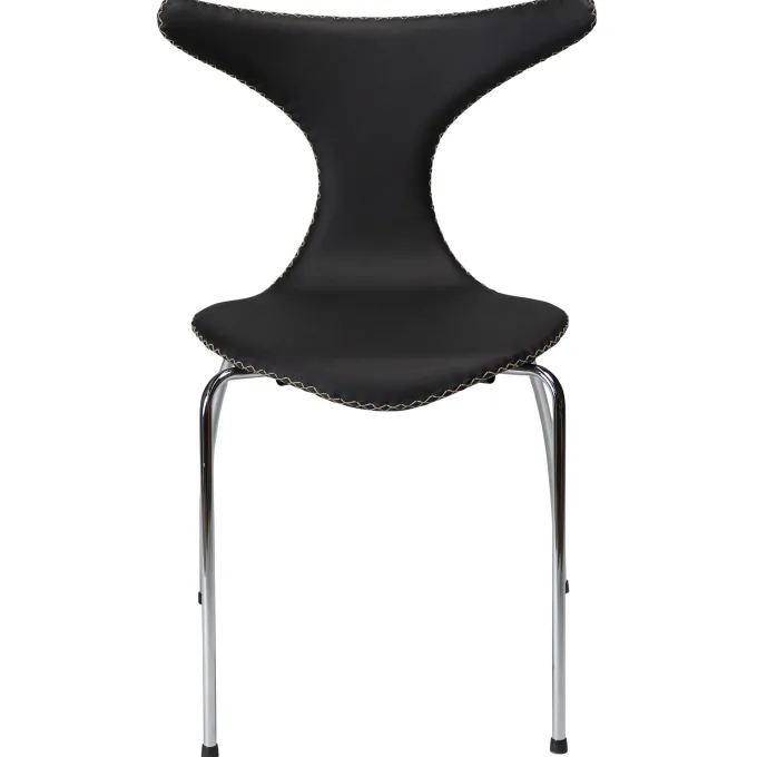 Dolphin Stol Black Leather, Chrome