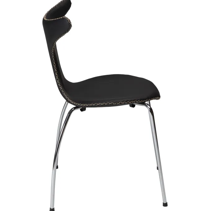 Dolphin Stol Black Leather, Chrome