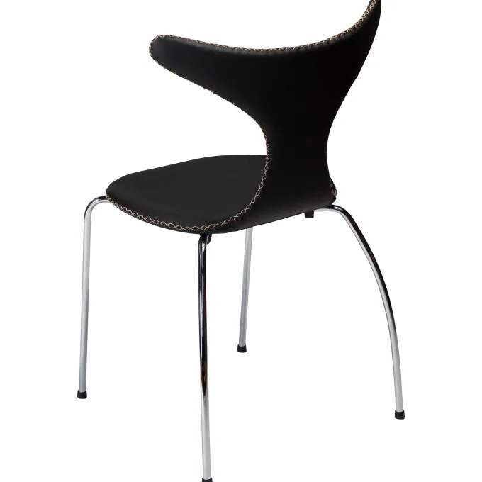 Dolphin Stol Black Leather, Chrome
