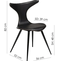 Dolphin Stol Vintage Black Art.Leather, Black