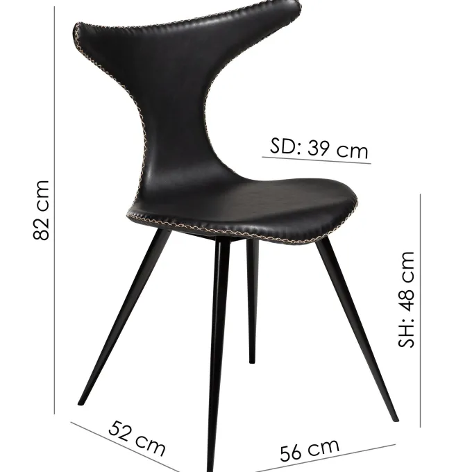 Dolphin Stol Vintage Light Brown Art.Leather, Black