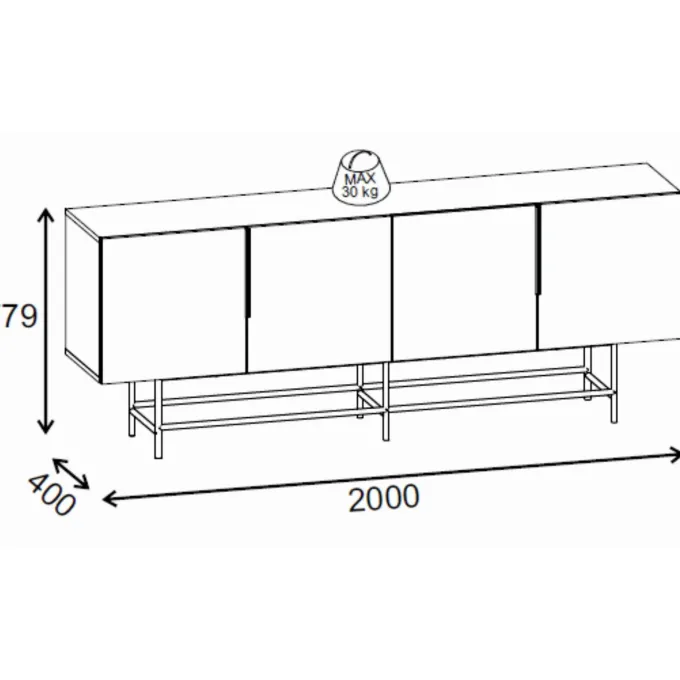 Edinburgh Sideboard Naturlig ek / Svart