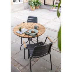 Ellen Cafébord Ø80cm i Teak och Aluminium Antracit