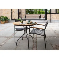 Ellen Cafébord Ø80cm i Teak och Aluminium Antracit