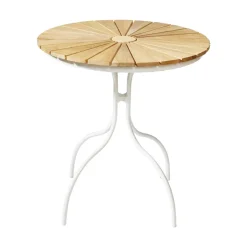 Ellen Cafébord Ø80cm i Teak och Aluminium Vit