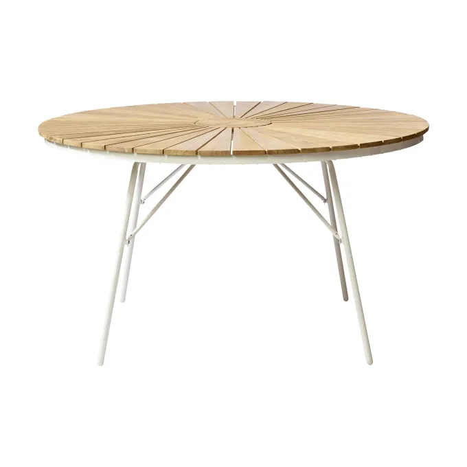 Ellen Trädgårdsbord i Teak och Aluminium 130 cm, Vit