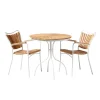 Ellen Trädgårdsmöbelset i Teak och Aluminium 80 cm + 2 stolar, Vit