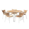 Ellen Trädgårdsmöbelset i Teak och Aluminium 130 cm + 5 stolar, Vit
