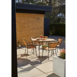 Ellen Trädgårdsmöbelset i Teak och Aluminium 110 cm + 4 stolar, Antracit