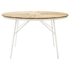 Ellen Trädgårdsmöbelset i Teak och Aluminium 110 cm + 4 stolar, Vit