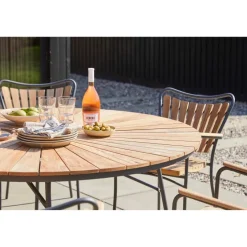 Ellen Trädgårdsmöbelset i Teak och Aluminium 150 cm + 6 stolar, Antracit