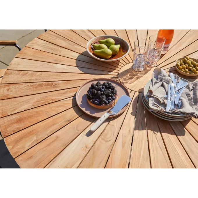 Ellen Trädgårdsmöbelset i Teak och Aluminium 150 cm + 6 stolar, Antracit