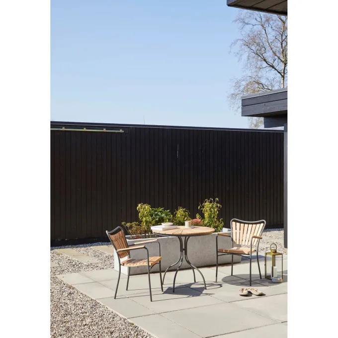 Ellen Trädgårdsmöbelset i Teak och Aluminium 80 cm + 2 stolar, Antracit