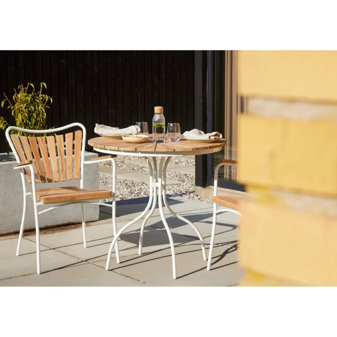 Ellen Trädgårdsstol i Teak och Aluminium Vit