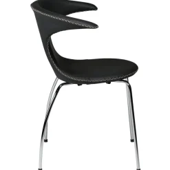 Flair Stol Black Leather, Chrome