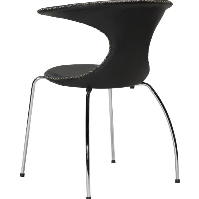 Flair Stol Black Leather, Chrome