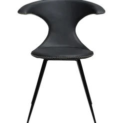 Flair Stol Black Leather, Round Black