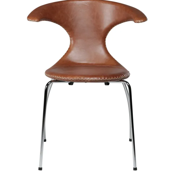 Flair Stol Light Brown Leather, Chrome
