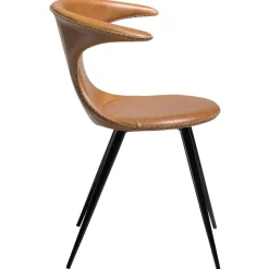 Flair Stol Light Brown Leather, Round Black