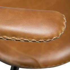 Flair Stol Light Brown Leather, Round Black
