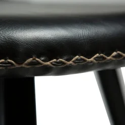 Flair Stol Vintage Black Art.Leather, Round Black