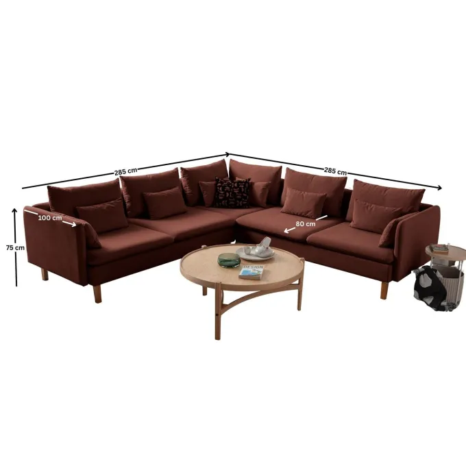 Flexy L (194 x 95 x 154 cm) Hörnsoffa Rio-röd