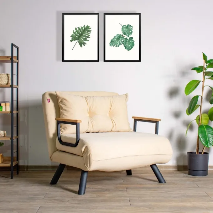 Freetown Single (26 x 120 x 60 cm) 1-sits bäddsoffa Creme