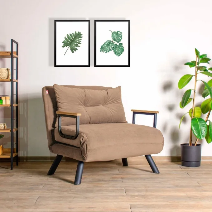 Freetown Single (26 x 120 x 60 cm) 1-sits bäddsoffa Ljusbrun