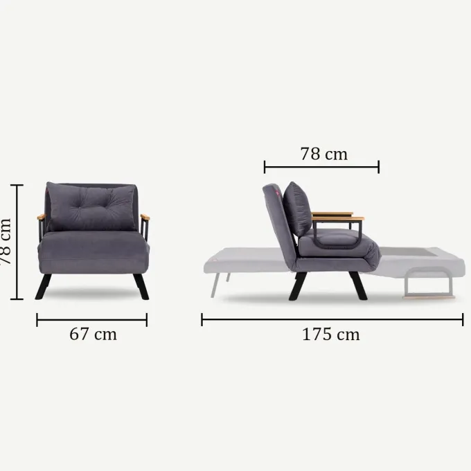 Freetown Single (26 x 120 x 60 cm) 1-sits bäddsoffa Ljusbrun