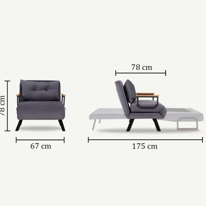 Freetown Single (26 x 120 x 60 cm) 1-sits bäddsoffa Blå