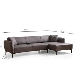 Gaborone (270-140 x 95 x 67 cm) Hörnsoffa Mörkgrå, Höger